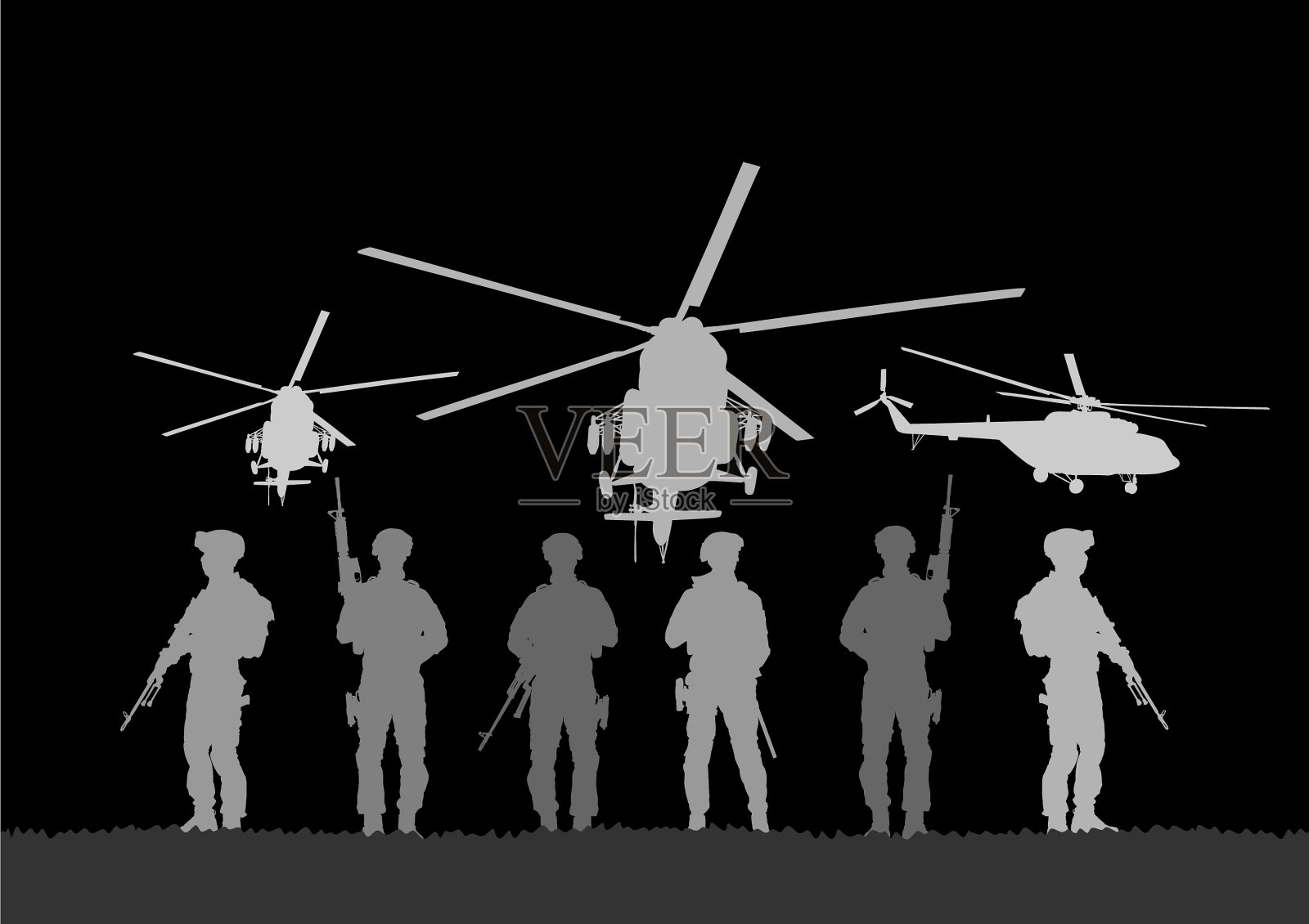 手持狙击步枪的士兵在值班插画图片素材