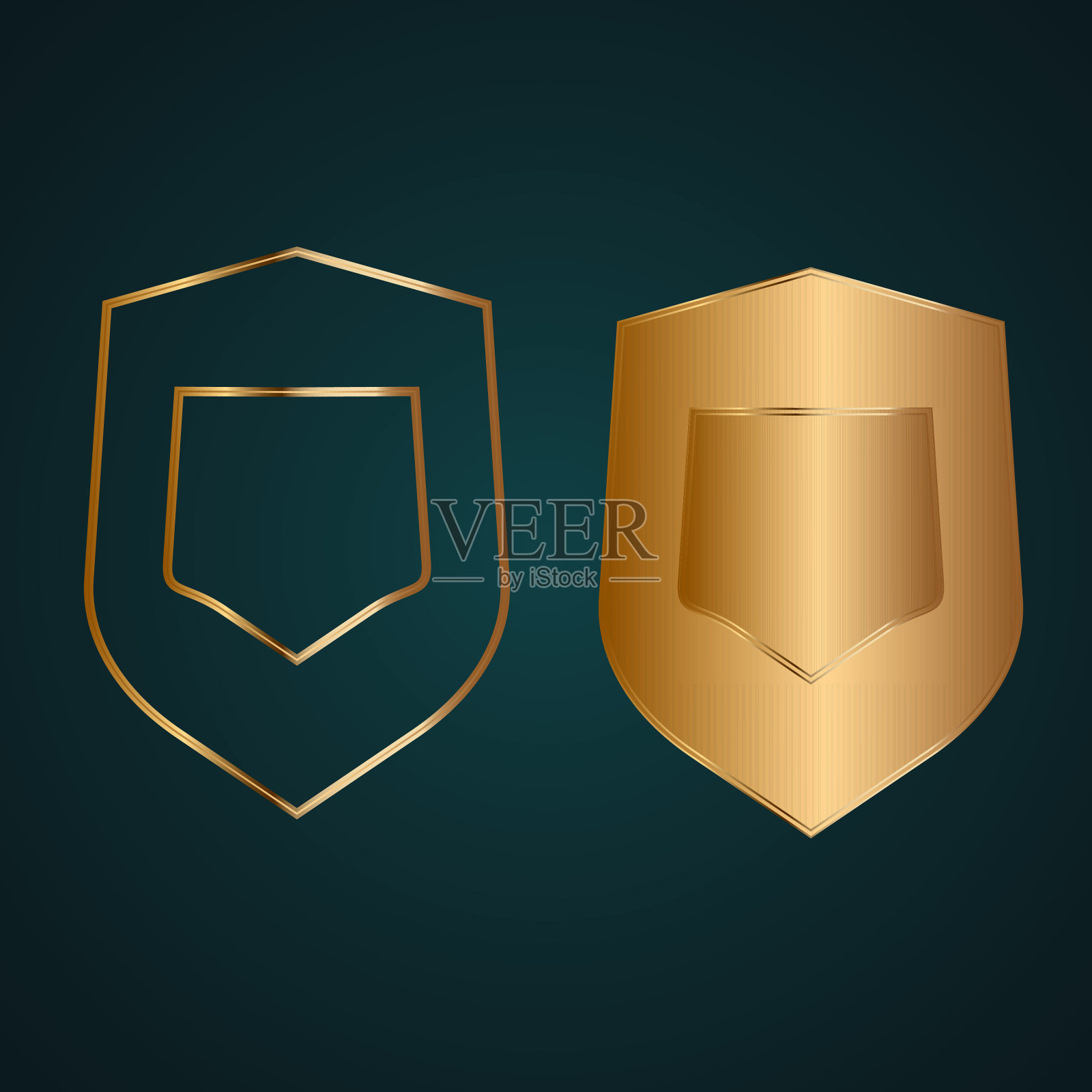 盾安全安全的图标矢量标志。黄金图标素材