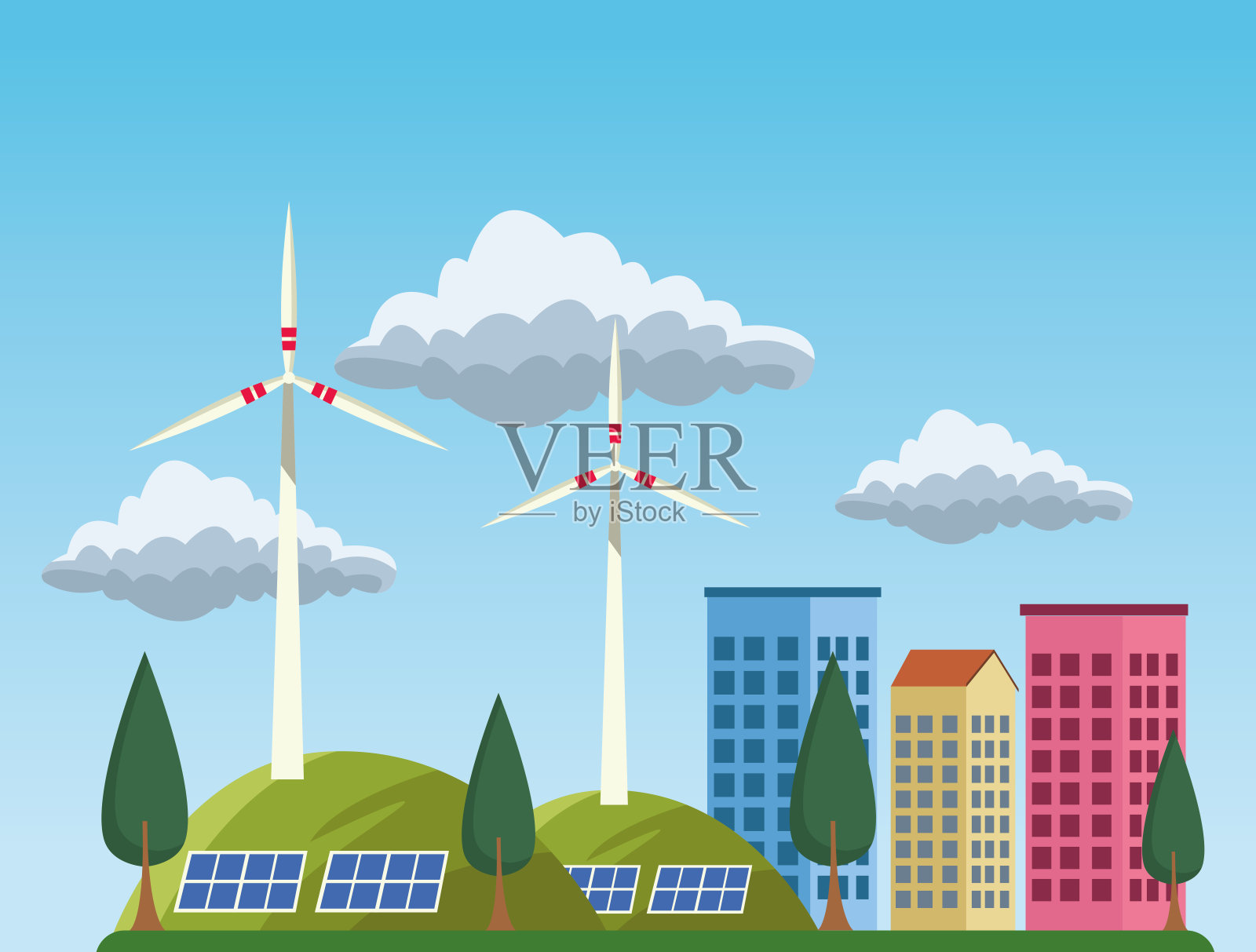 用生态城市场景拯救世界环境海报插画图片素材