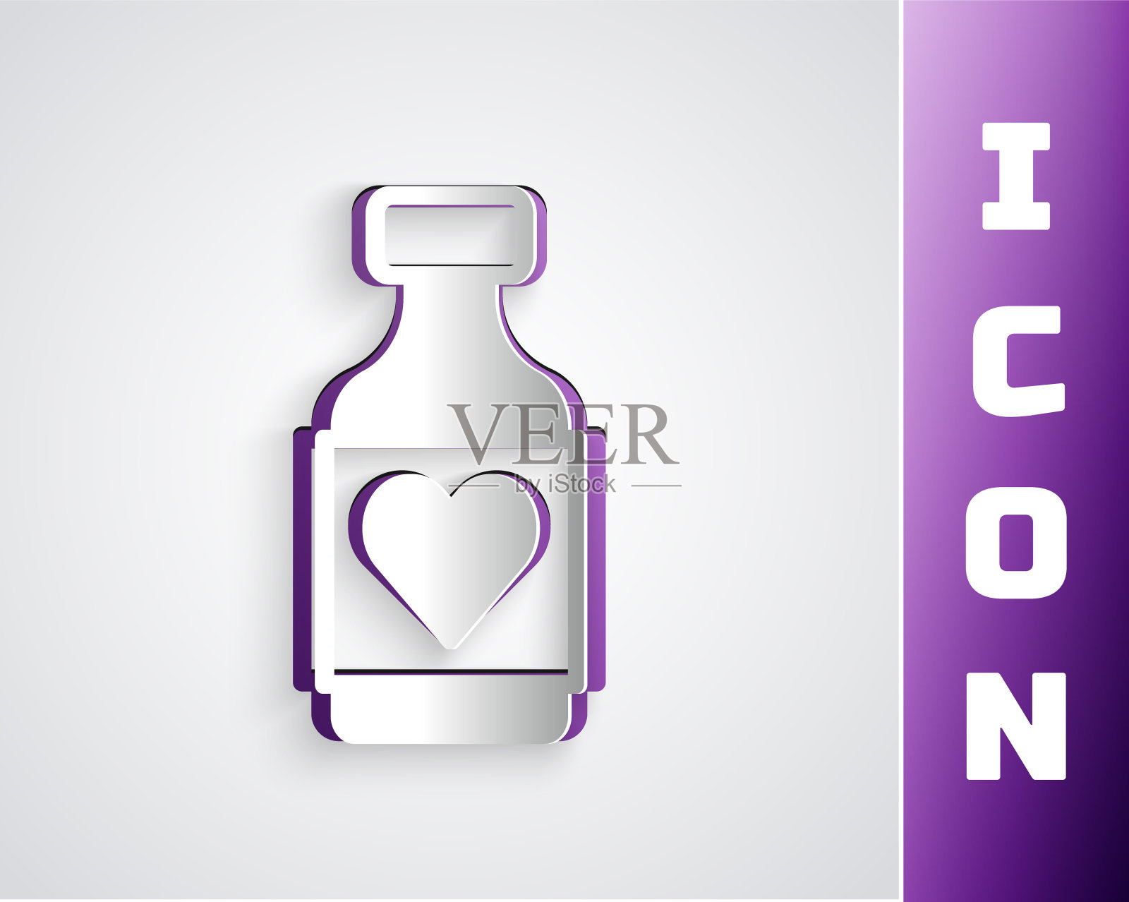 纸切维他命药丸胶囊图标孤立在灰色背景。健康的生活方式。纸艺术风格。向量插画图片素材