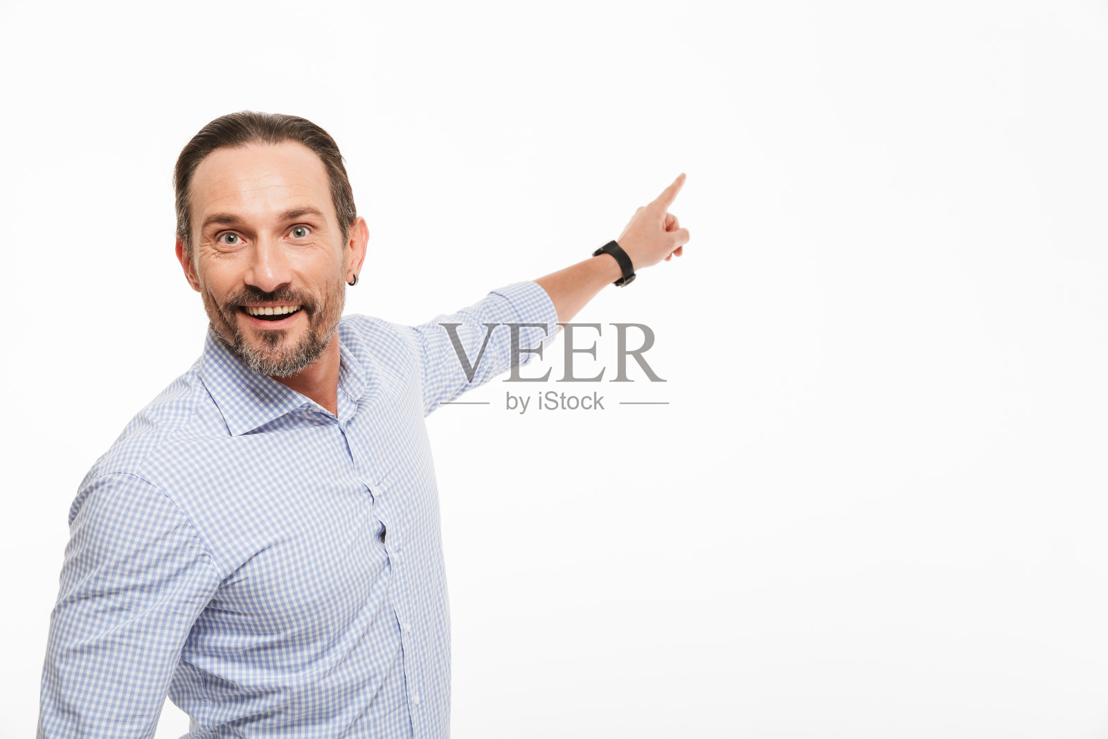 一个兴奋的成熟男人的肖像照片摄影图片