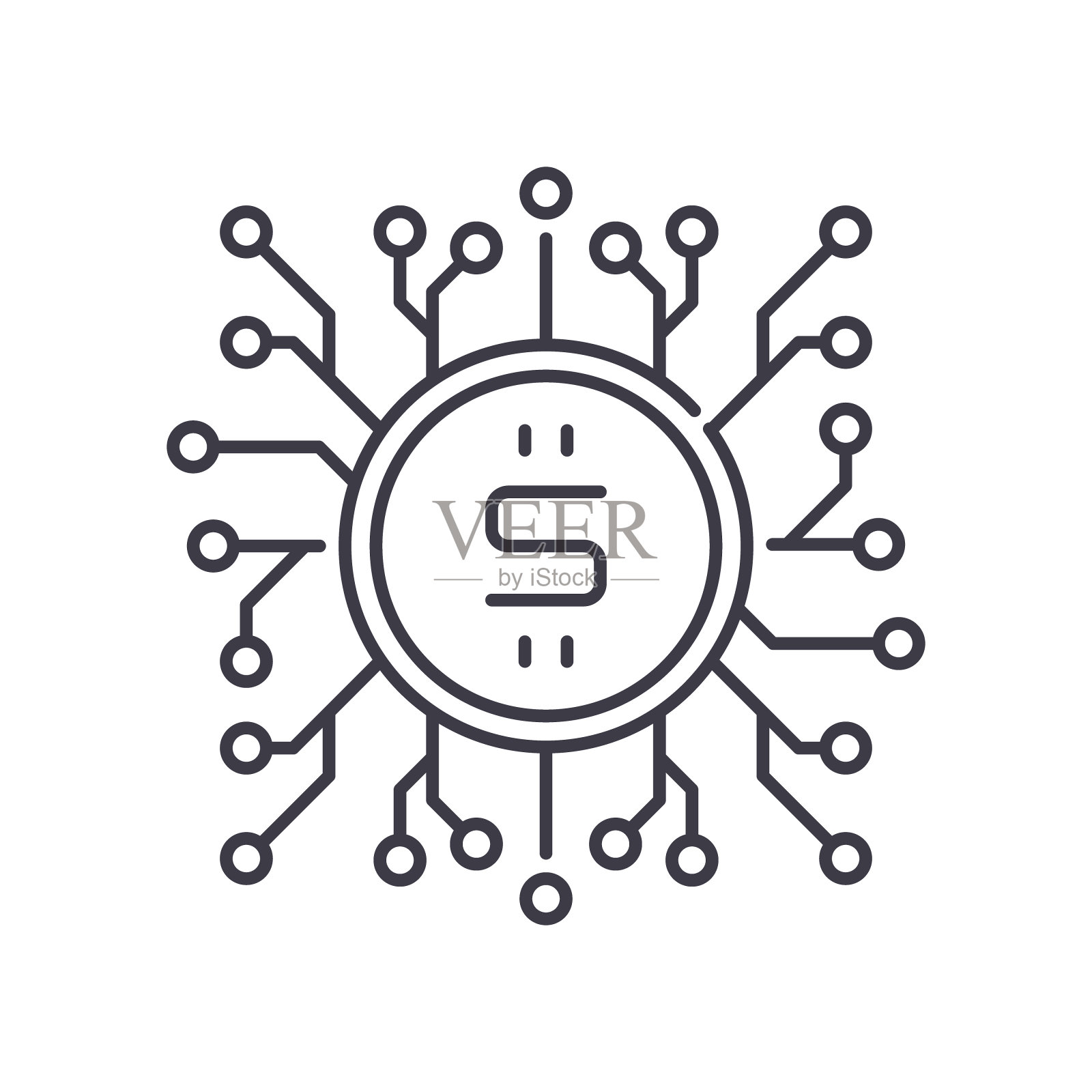 数字货币概念图标，线性孤立的插图，细线矢量，网页设计标志，轮廓概念符号与可编辑的白色背景笔触。设计元素图片