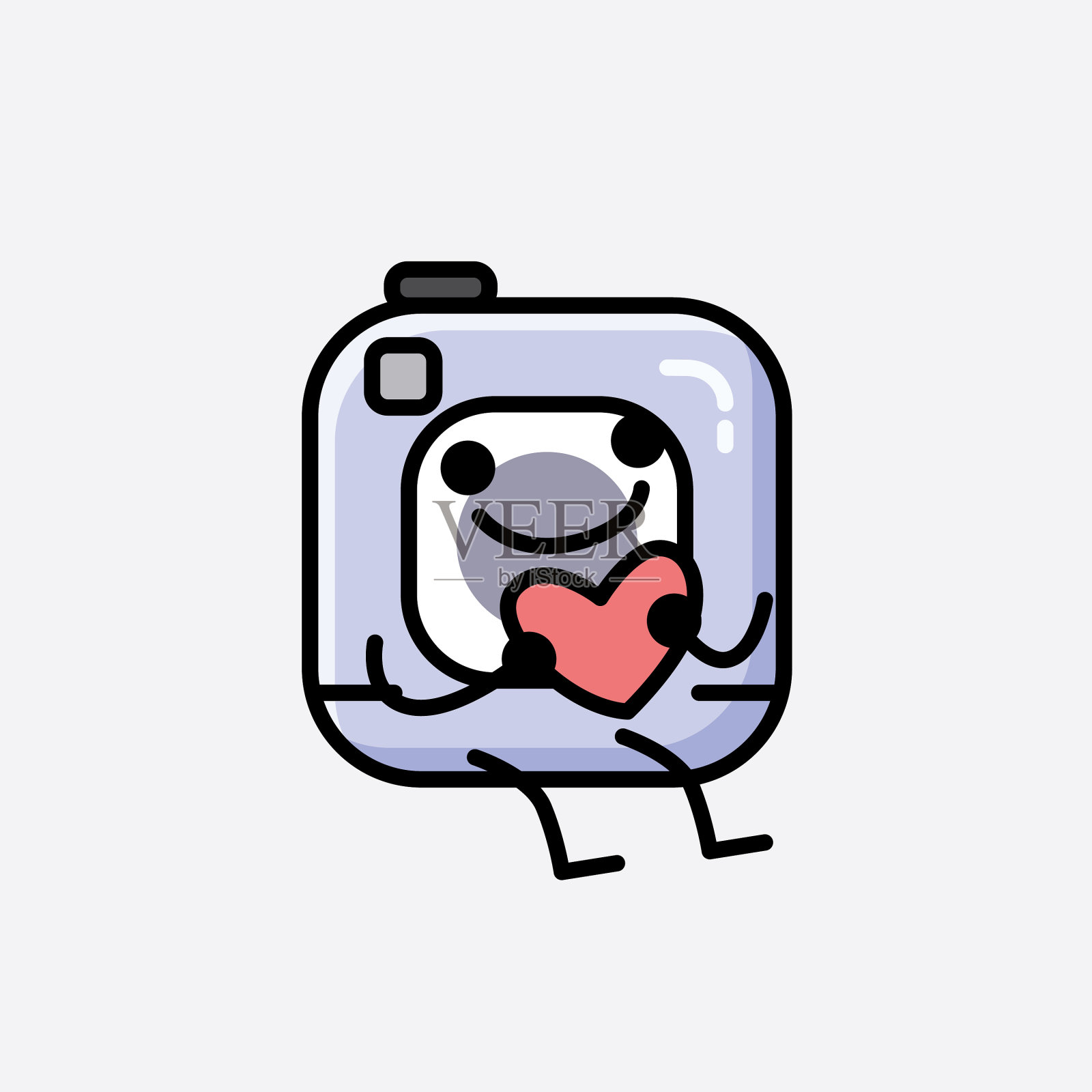 可爱的动作相机吉祥物人物在平插画图片素材