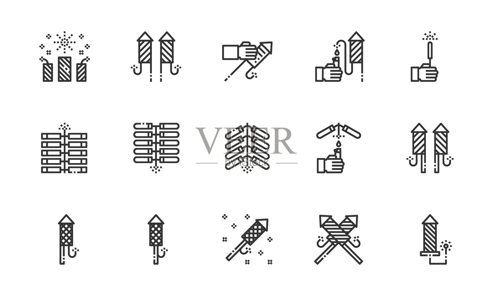 简单的烟花线图标矢量插图，庆祝，节日，派对插画图片素材