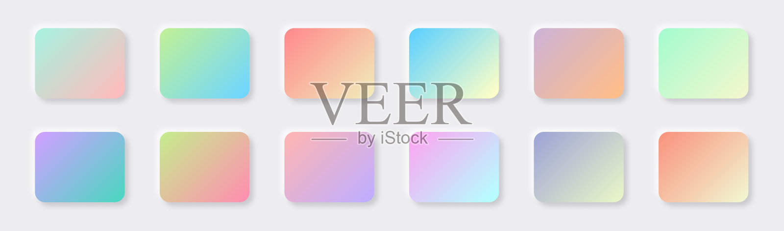 具有阴影的3D风格渐变几何矩形按钮矢量图插画图片素材