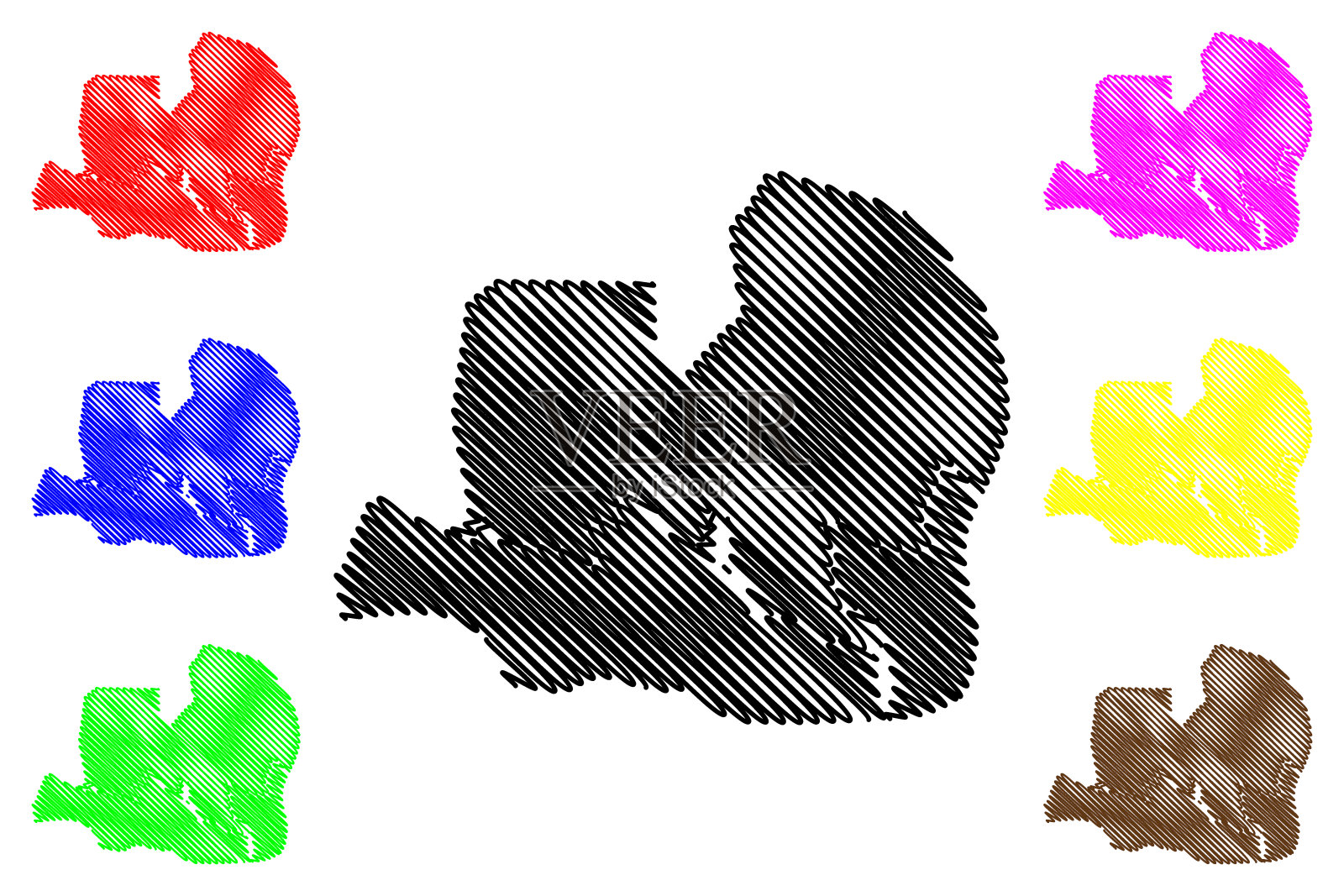 拉巴斯城(赤道几内亚共和国，吉布洛霍省)地图矢量图，奥亚拉市速写地图插画图片素材