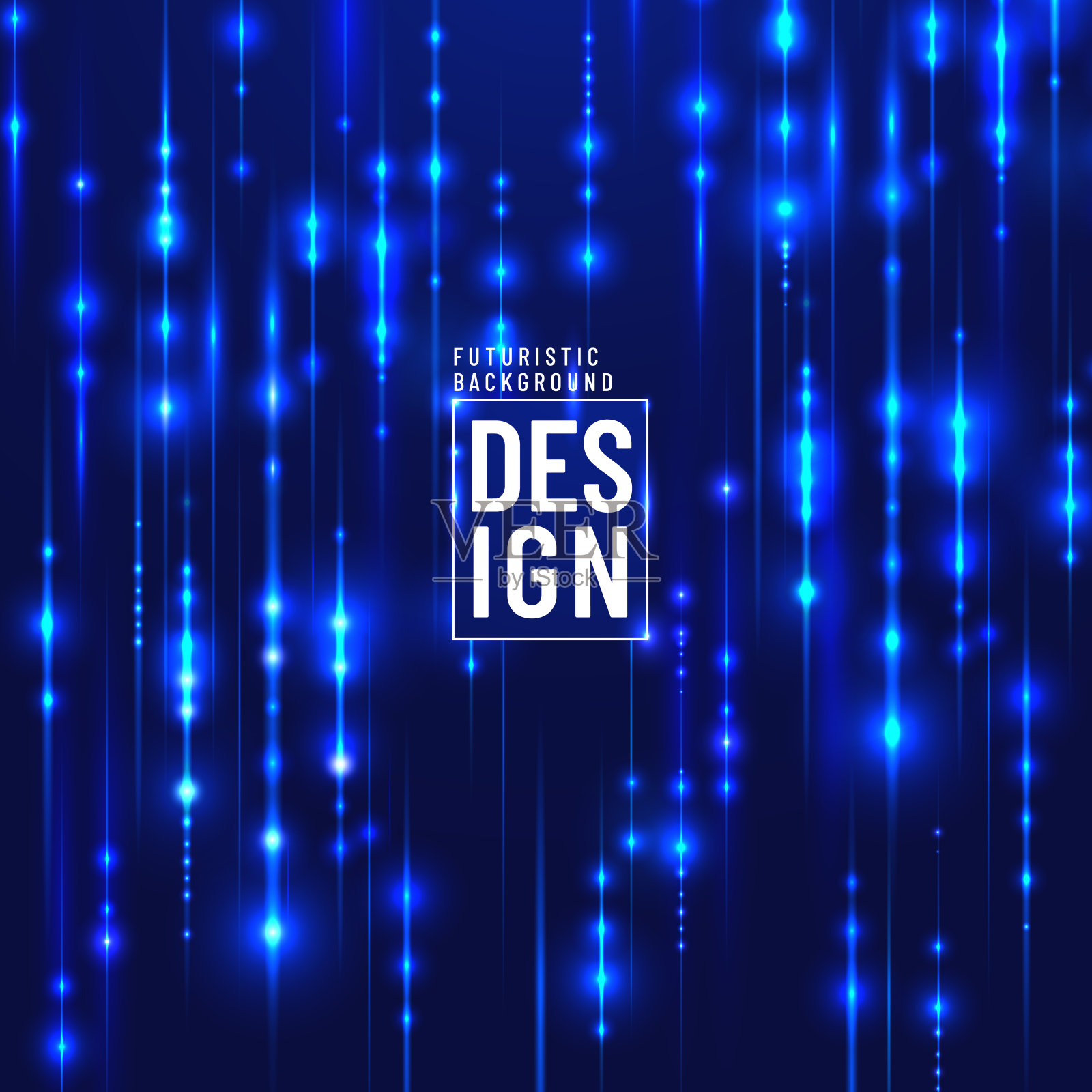 抽象的未来科技蓝色魔法粒子线闪闪发光的黑暗背景。你可以使用封面模板，海报，横幅网页，传单，着陆页，印刷广告。矢量图插画图片素材