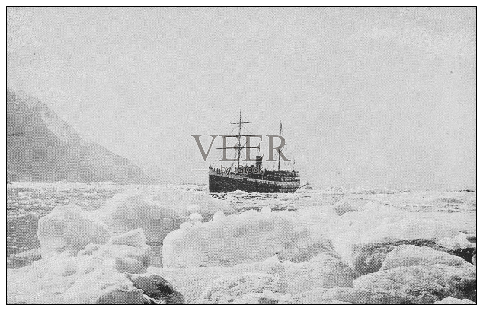 美国古老的黑白照片:缪尔冰川照片摄影图片