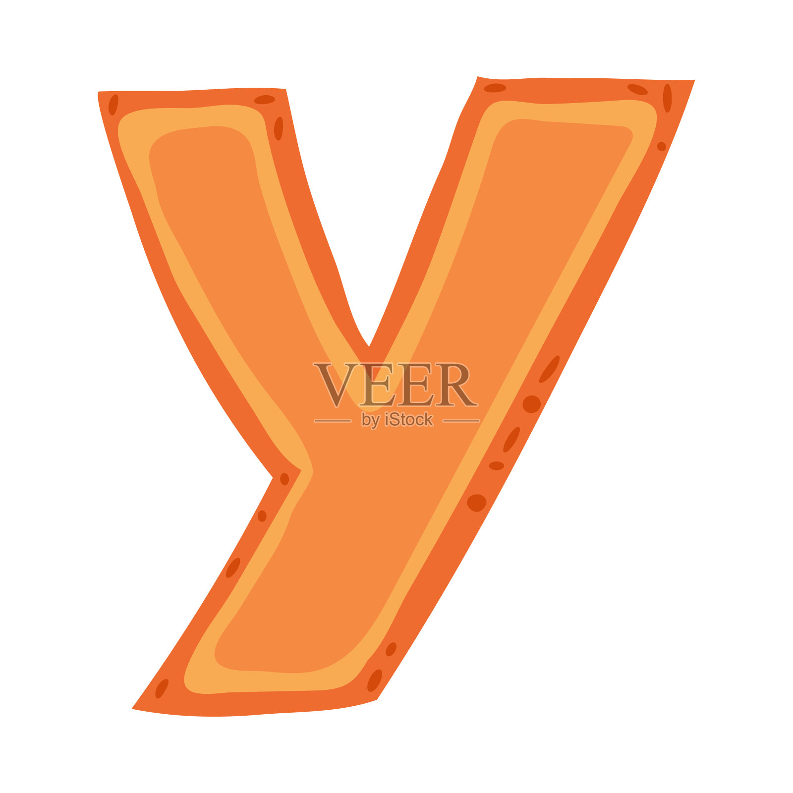 桃上有一种Y字形的水果字母图案。矢量插图。设计元素图片