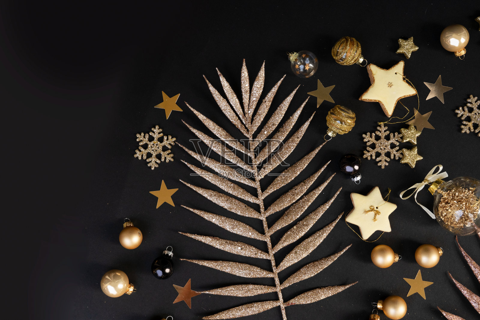 黑色与金色的圣诞节照片摄影图片