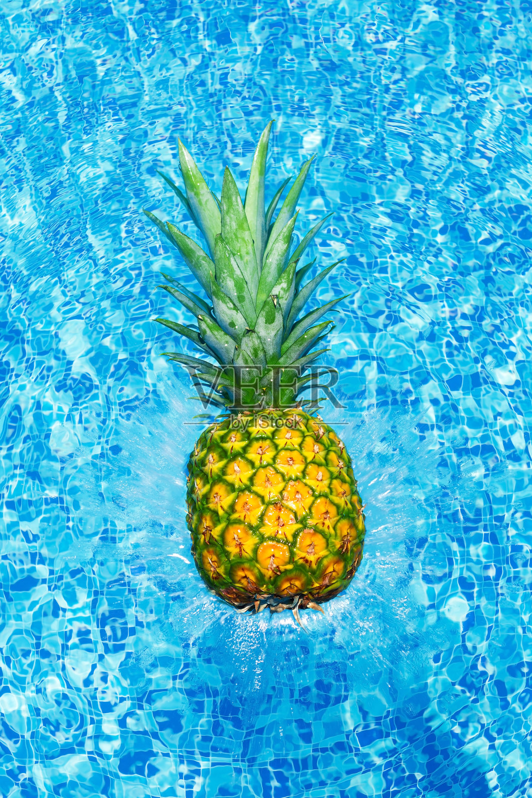 菠萝掉进水里溅起水花照片摄影图片