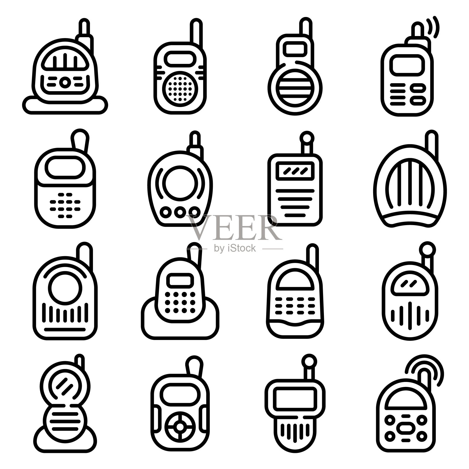 婴儿监视器图标设置，轮廓样式图标素材