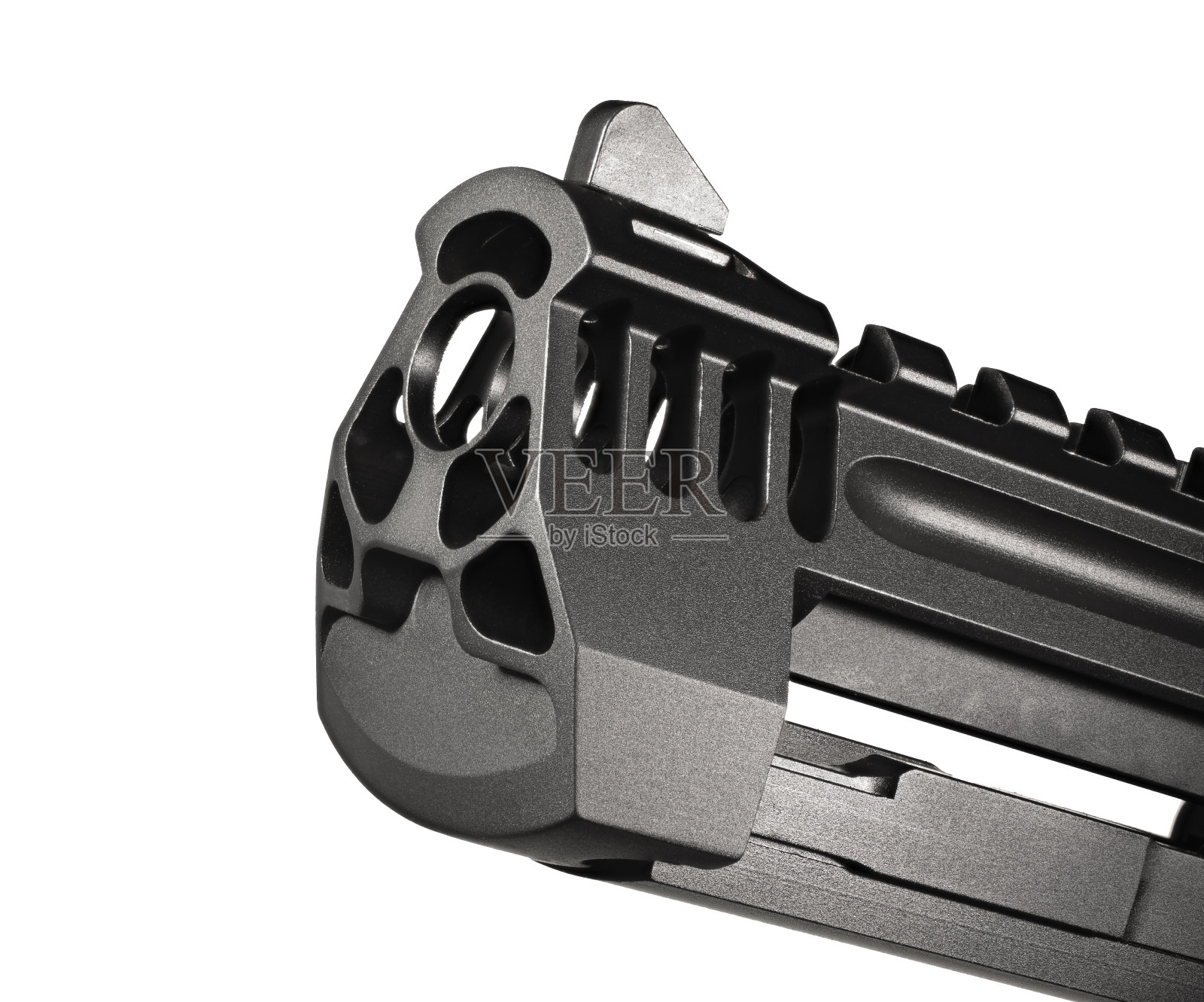 俯视着大功率手枪的枪管照片摄影图片