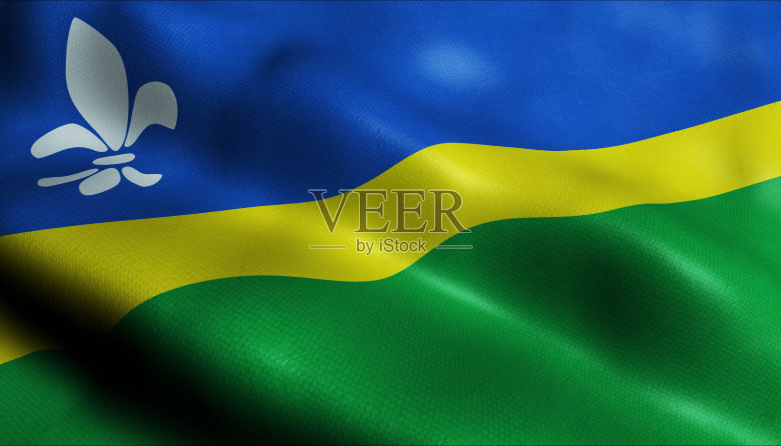 3D挥舞荷兰省旗的弗莱弗兰特写视图照片摄影图片