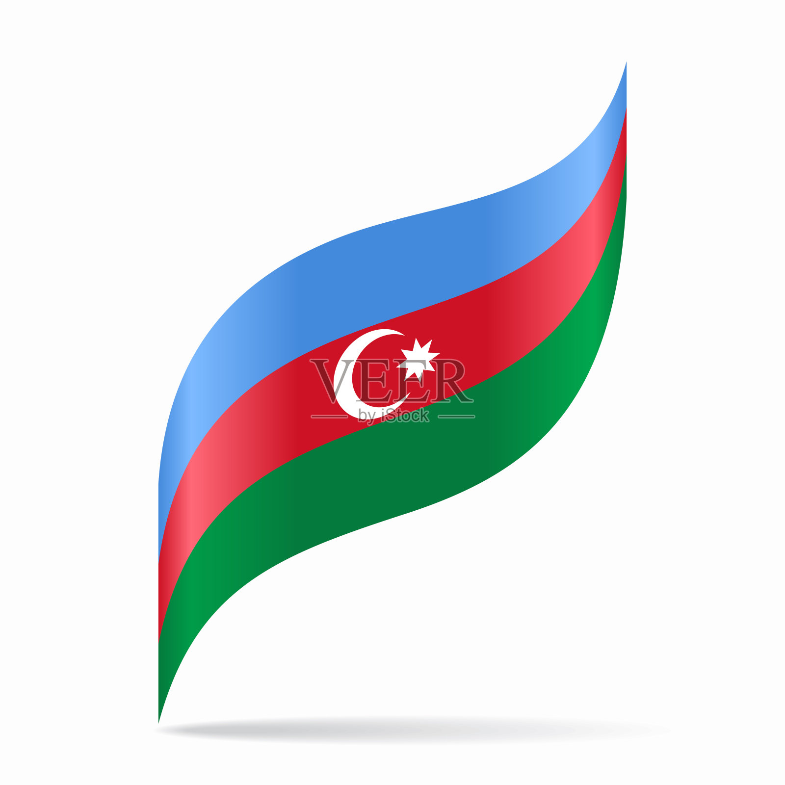 阿塞拜疆旗帜波浪抽象背景。矢量插图。插画图片素材