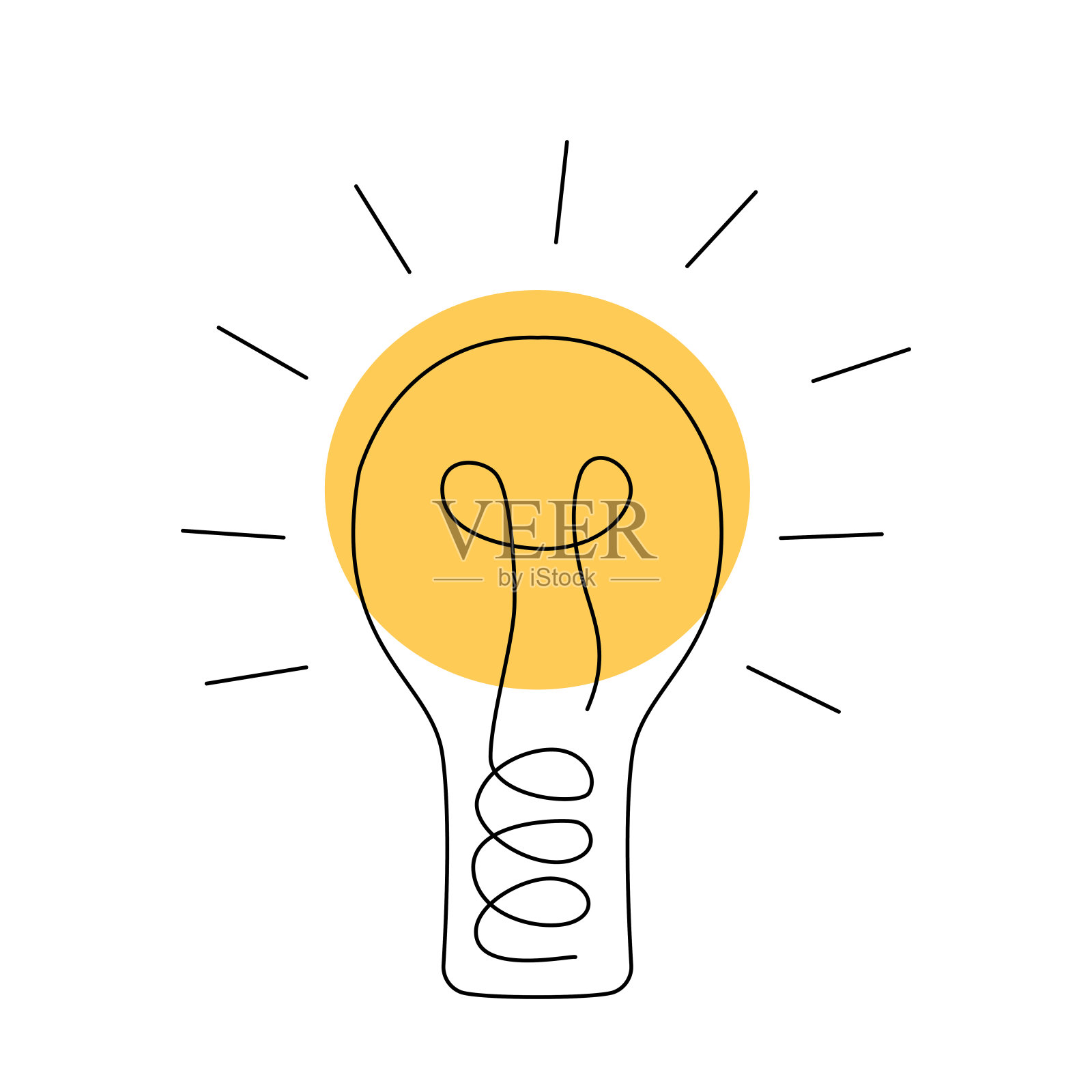 灯的图标，灯泡的想法矢量插图。图标素材