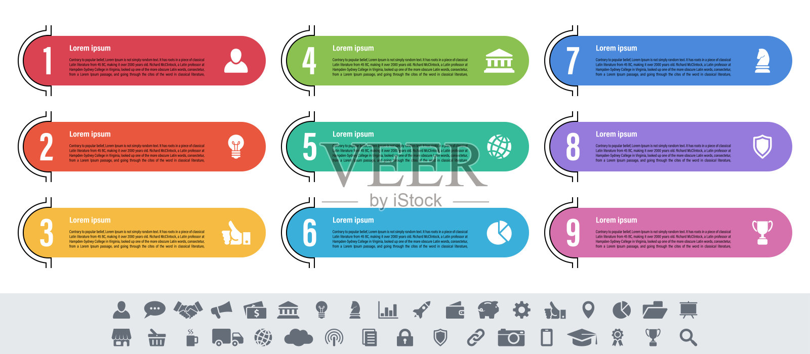 信息图设计的商业概念有9个步骤插画图片素材