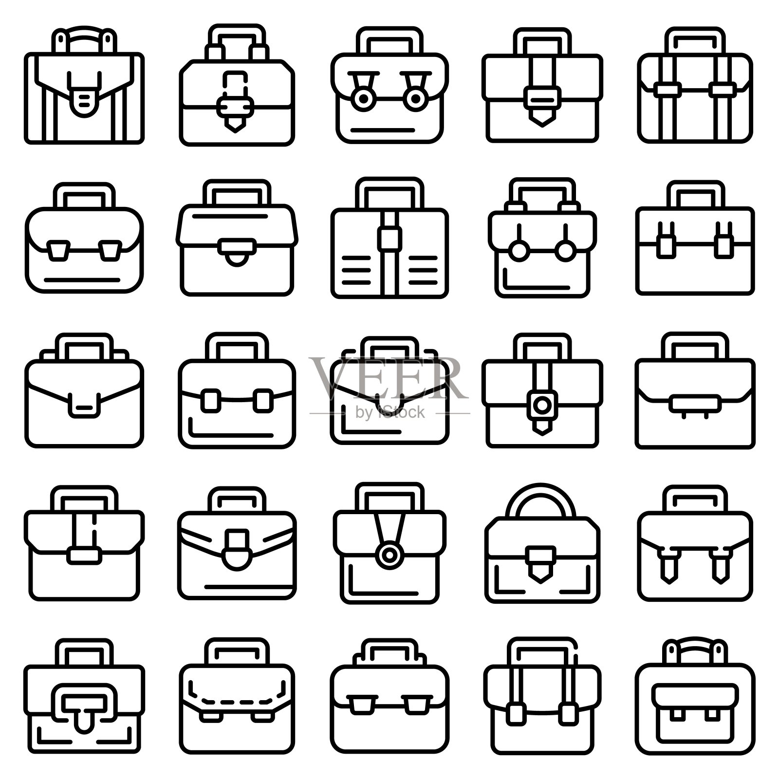 公文包图标设置，轮廓样式插画图片素材