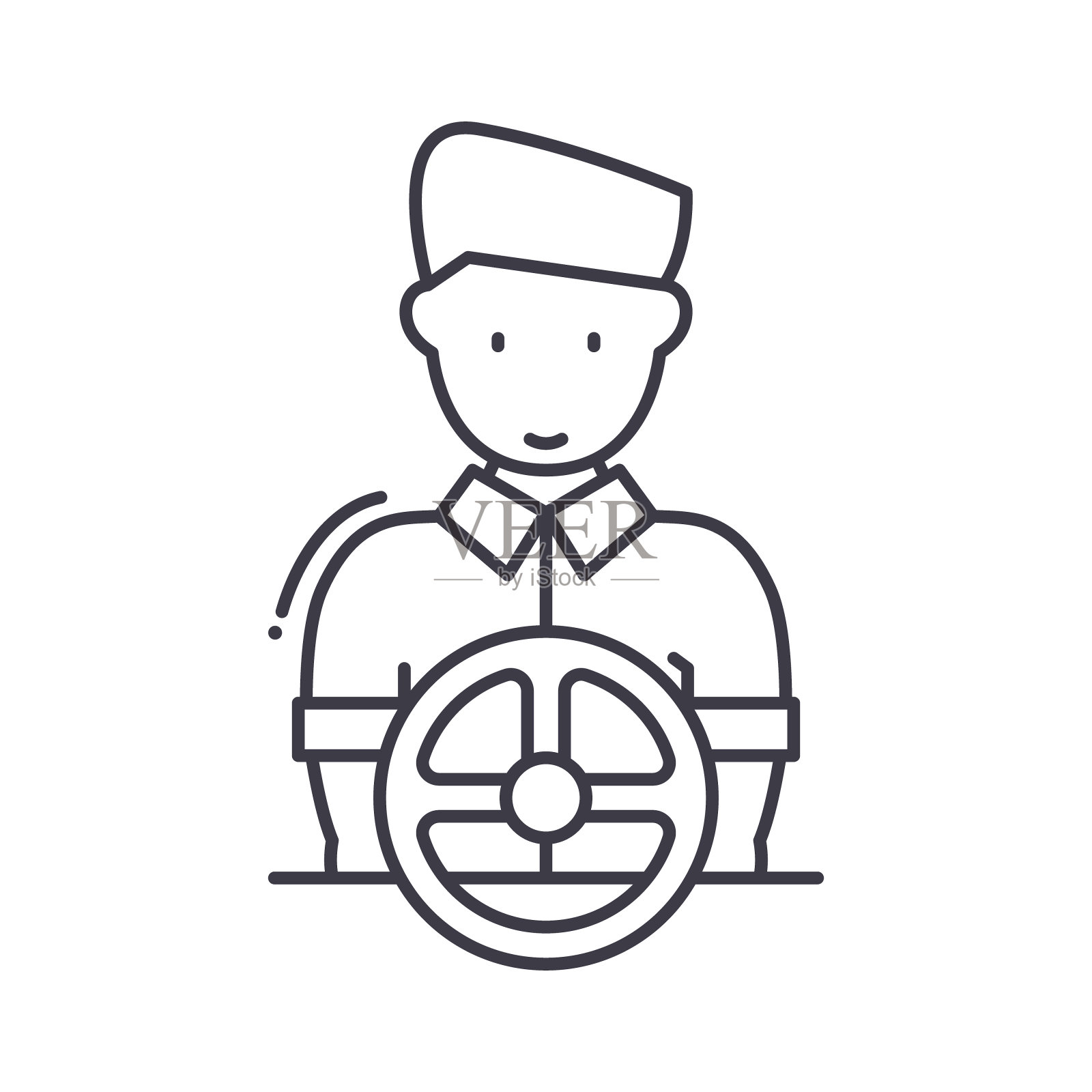 驱动图标，线性孤立的插图，细线矢量，网页设计标志，轮廓概念符号与可编辑的笔触在白色的背景。插画图片素材