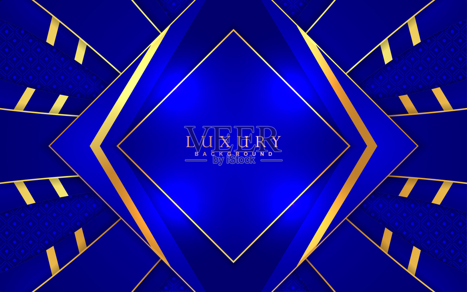 奢华几何背景设计蓝色金元素装饰。优雅的纸艺术形状矢量布局premium模板插画图片素材