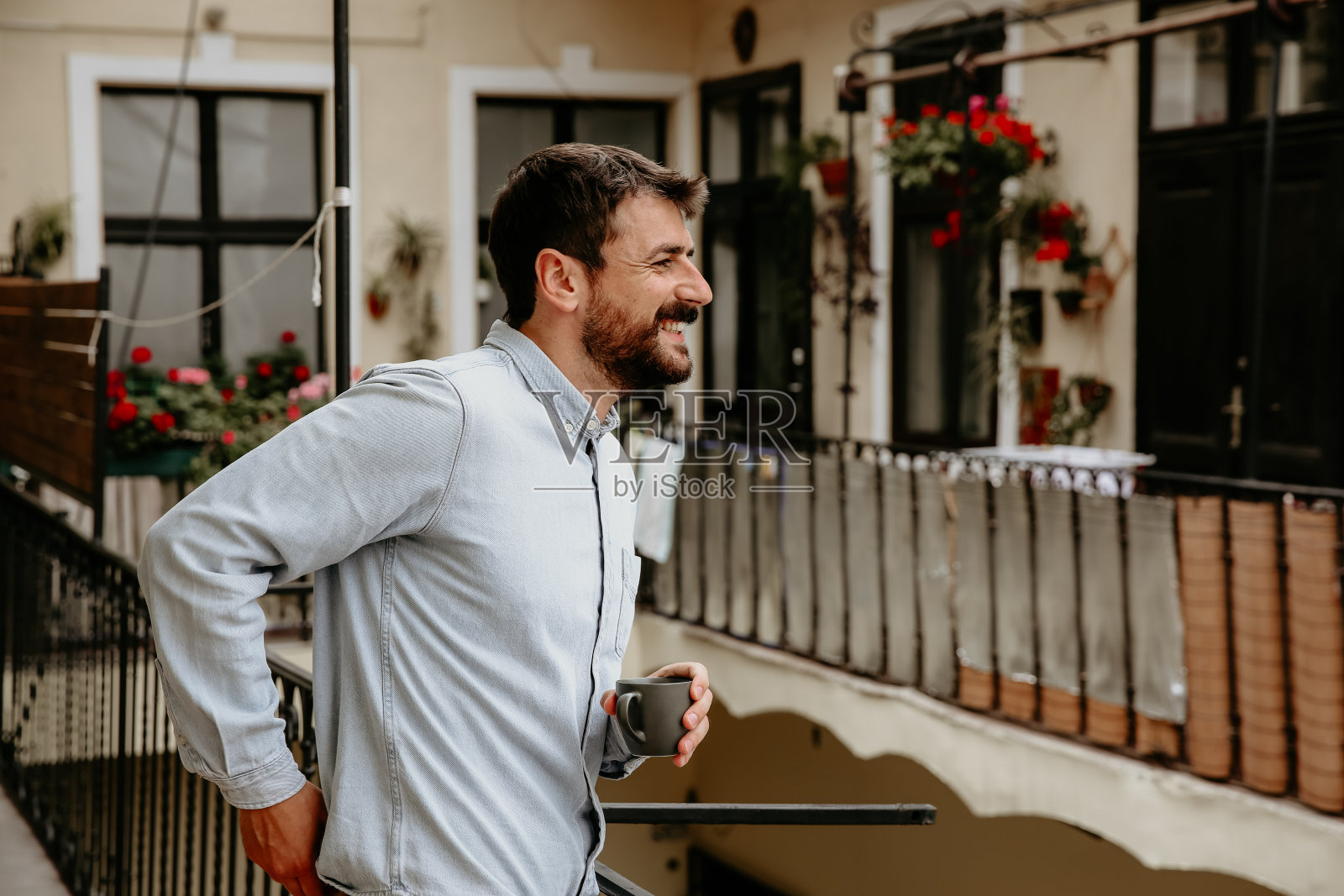 邻居早上好。照片摄影图片