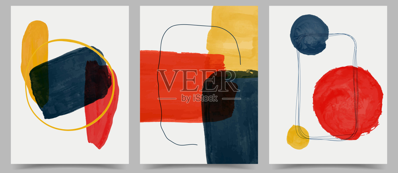 矢量插图。抽象的当代审美背景。设计封面，海报，明信片，卡片，传单，小册子。墙装饰。现代艺术打印。水彩画。方形和叶子插画图片素材