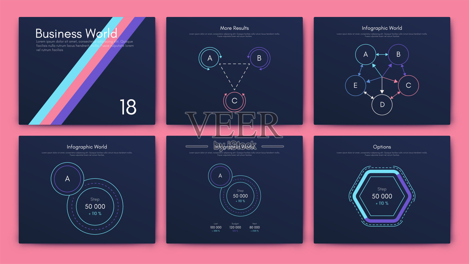 商业手册的现代信息图表向量元素。用于网站，公司宣传册，广告和市场营销。饼图，折线图，条形图和时间线。设计模板素材