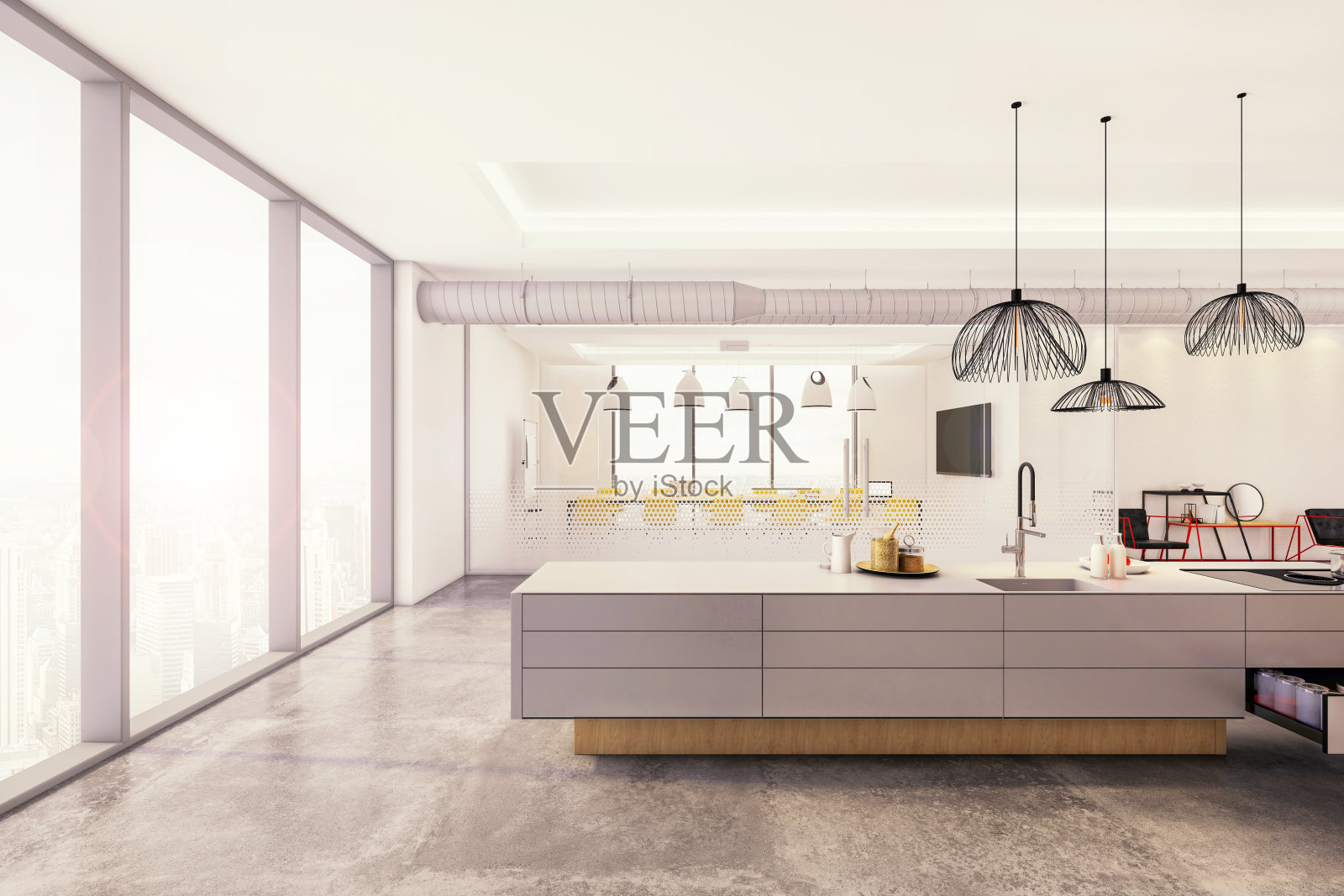 大型开放式办公室厨房照片摄影图片