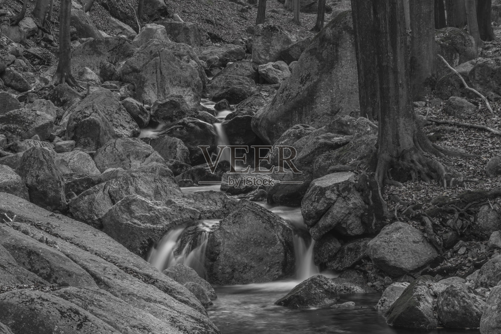 Velky Cerny Stolpich小溪在吉泽尔斯克山的秋天清新的早晨照片摄影图片