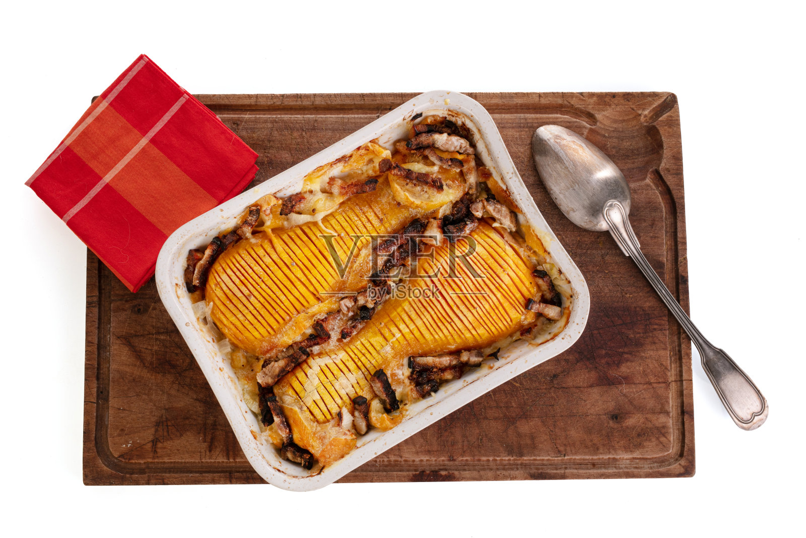 用融化的奶酪烹制的冬南瓜照片摄影图片