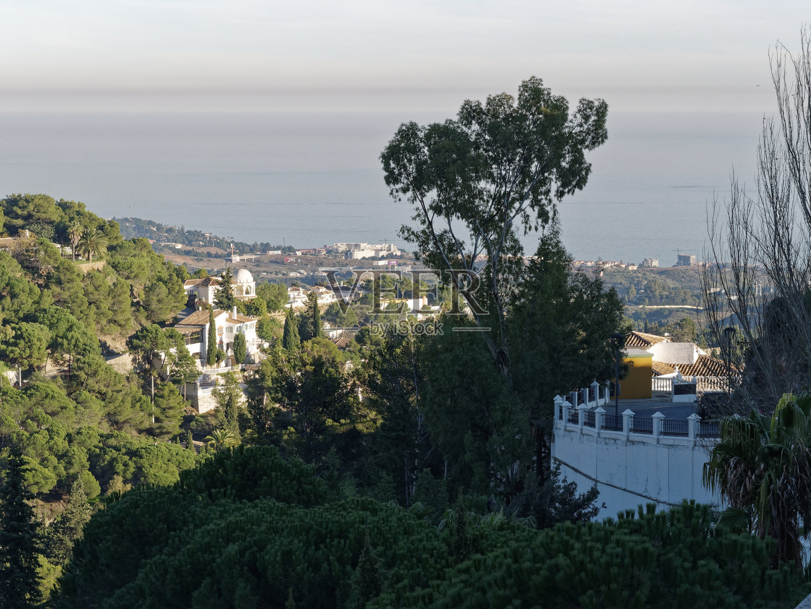 西班牙Mijas村的高视角照片摄影图片