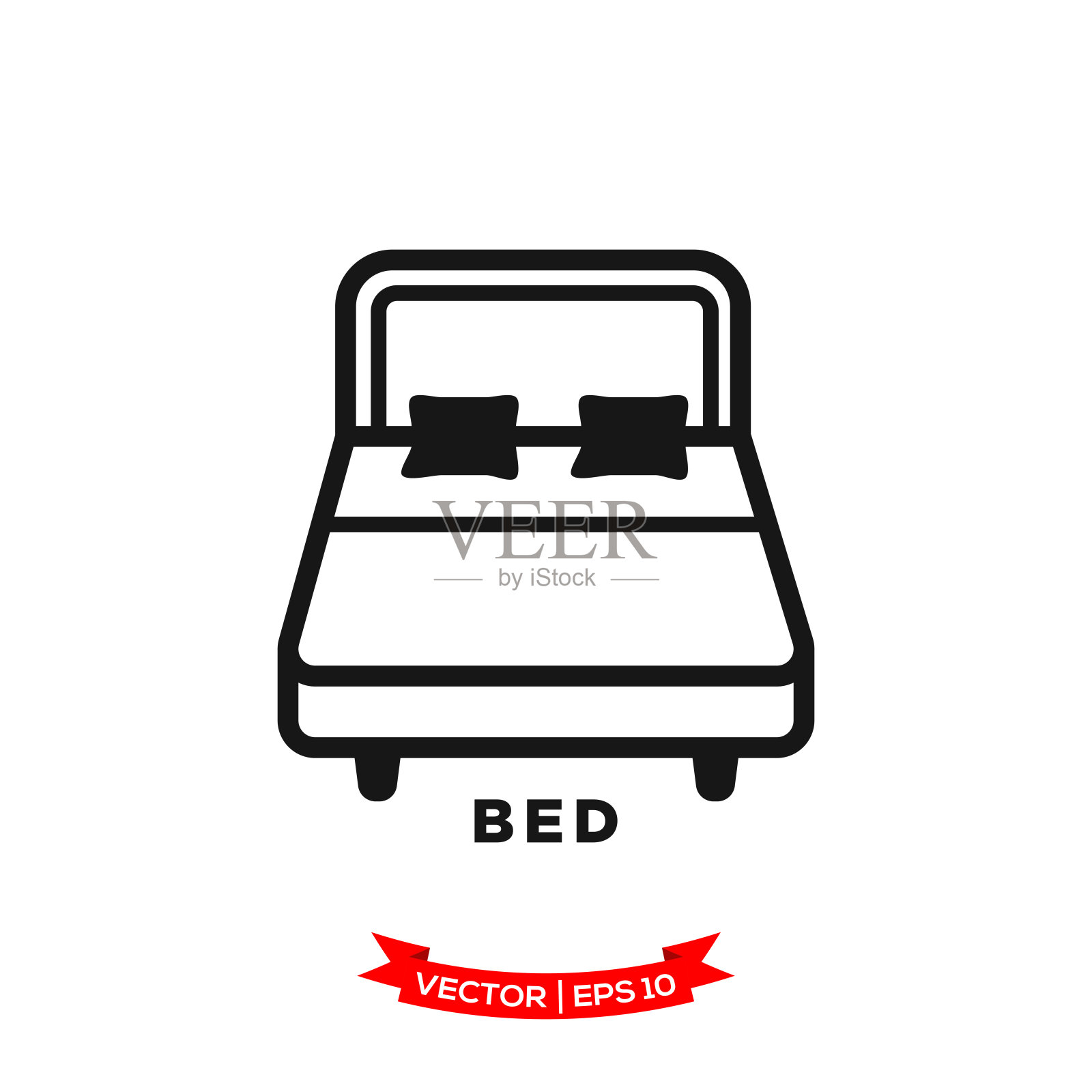 床图标在时尚的扁平风格插画图片素材