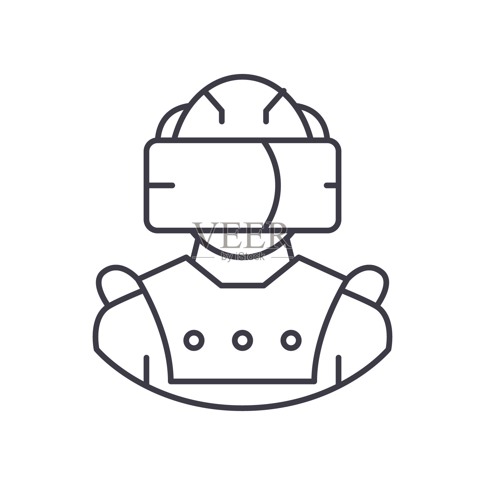 虚拟现实图标，线性隔离插图，细线矢量，网页设计标志，轮廓概念符号与可编辑笔画在白色背景。插画图片素材