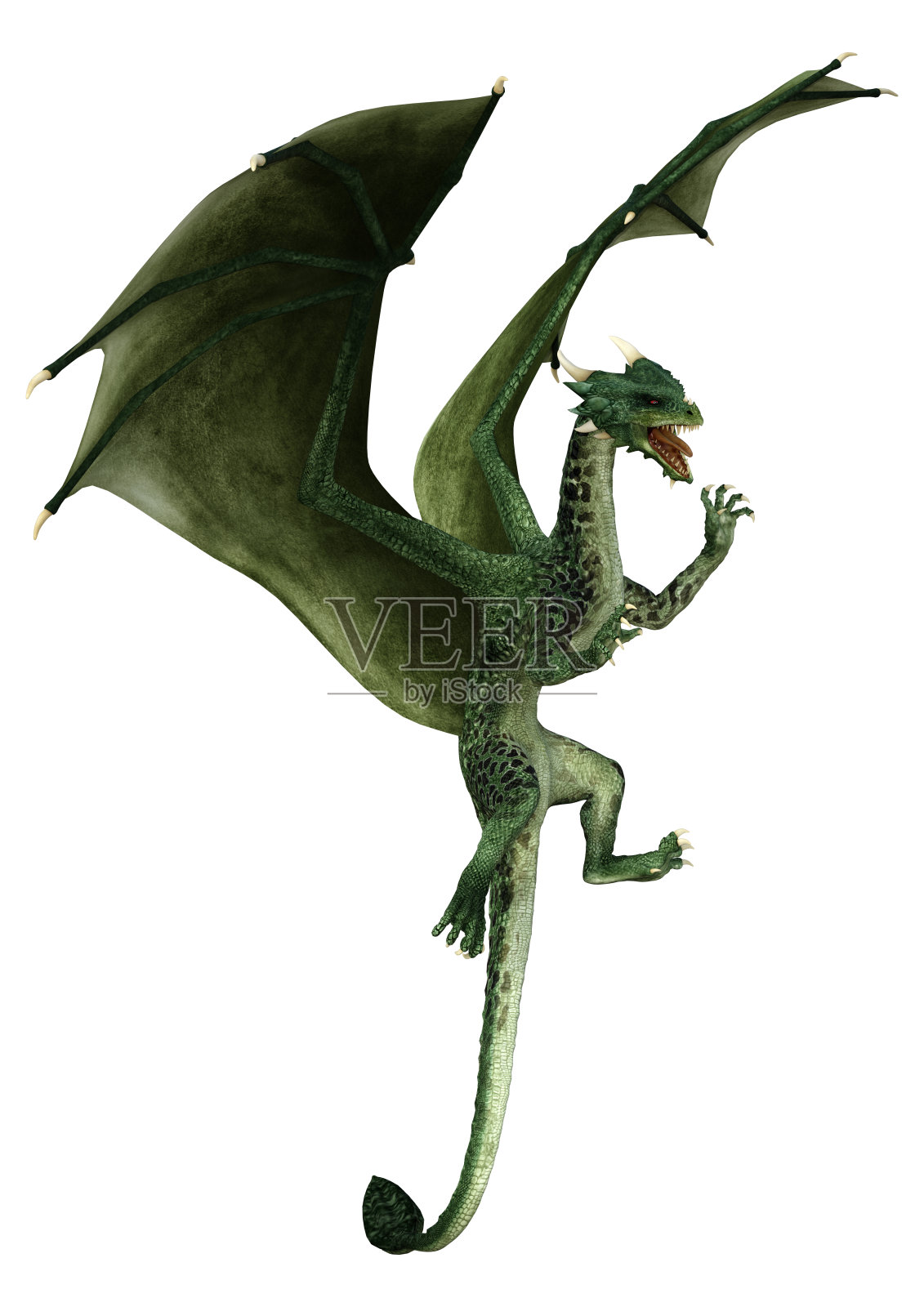 3D插图幻想龙在白色照片摄影图片
