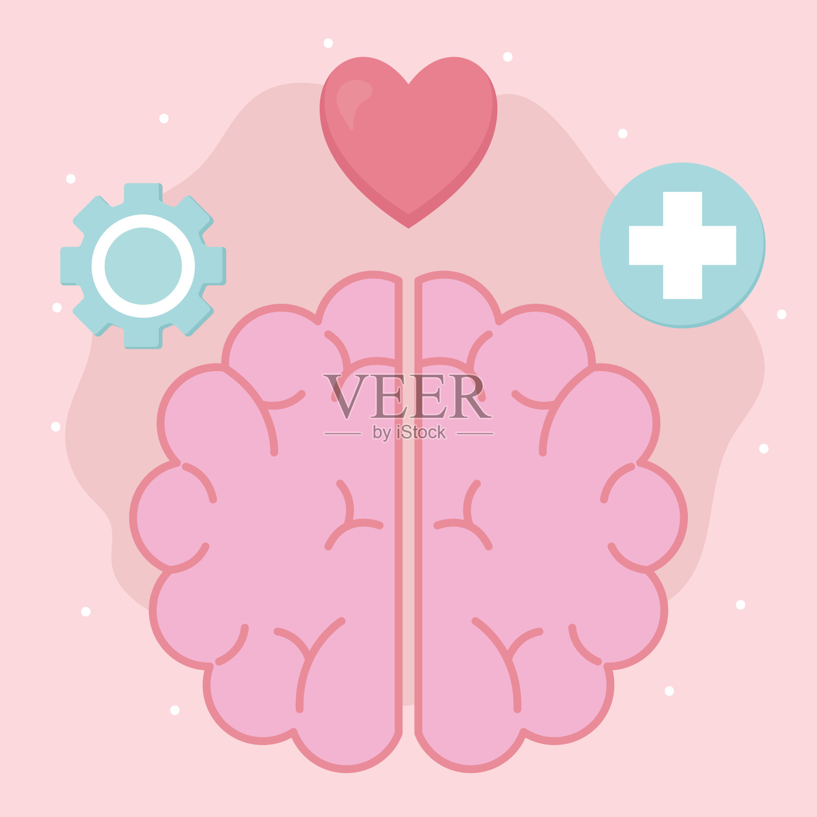 心理健康与大脑和图标集矢量设计插画图片素材