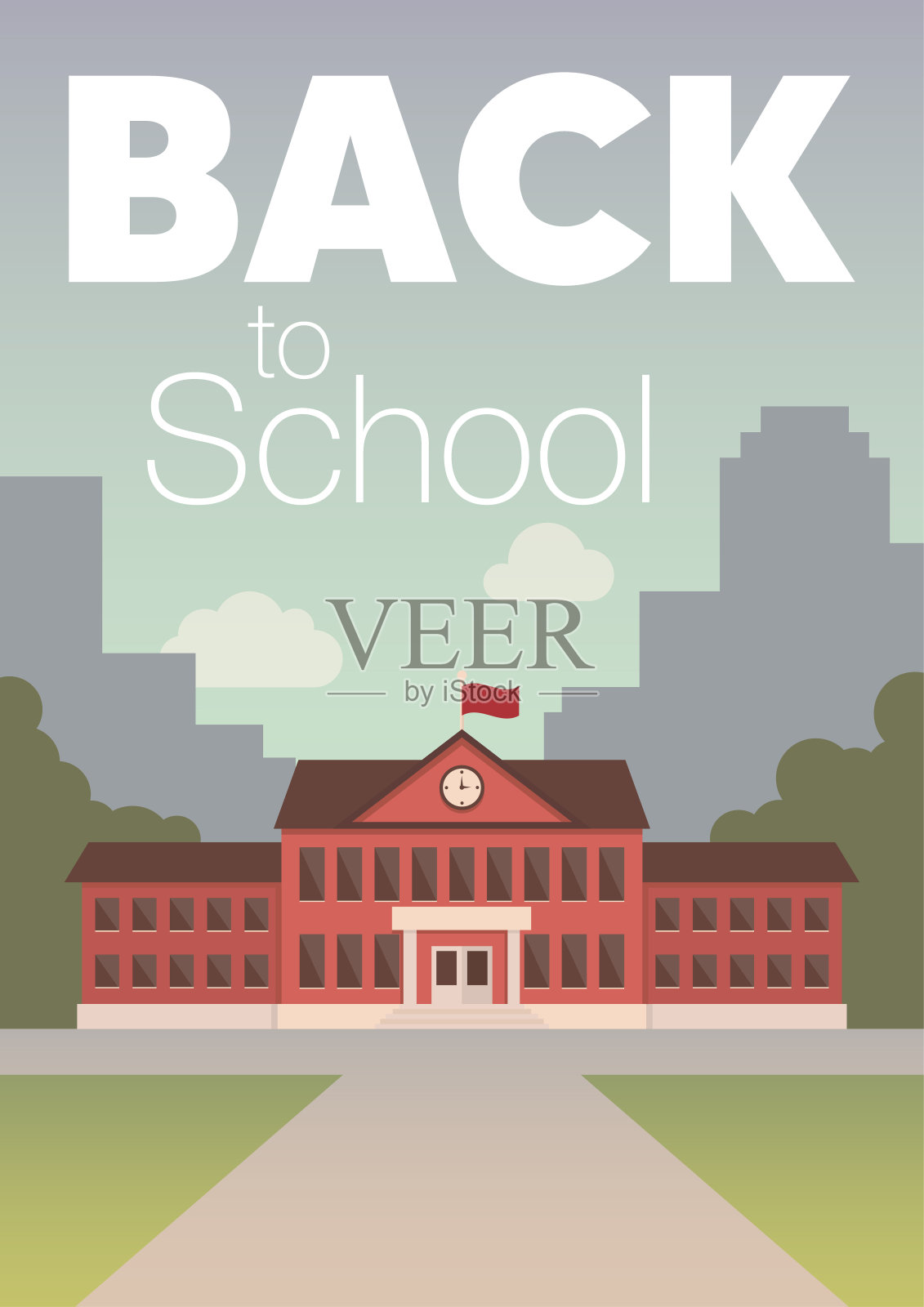 欢迎回到学校。复古海报，传单，横幅。插画图片素材