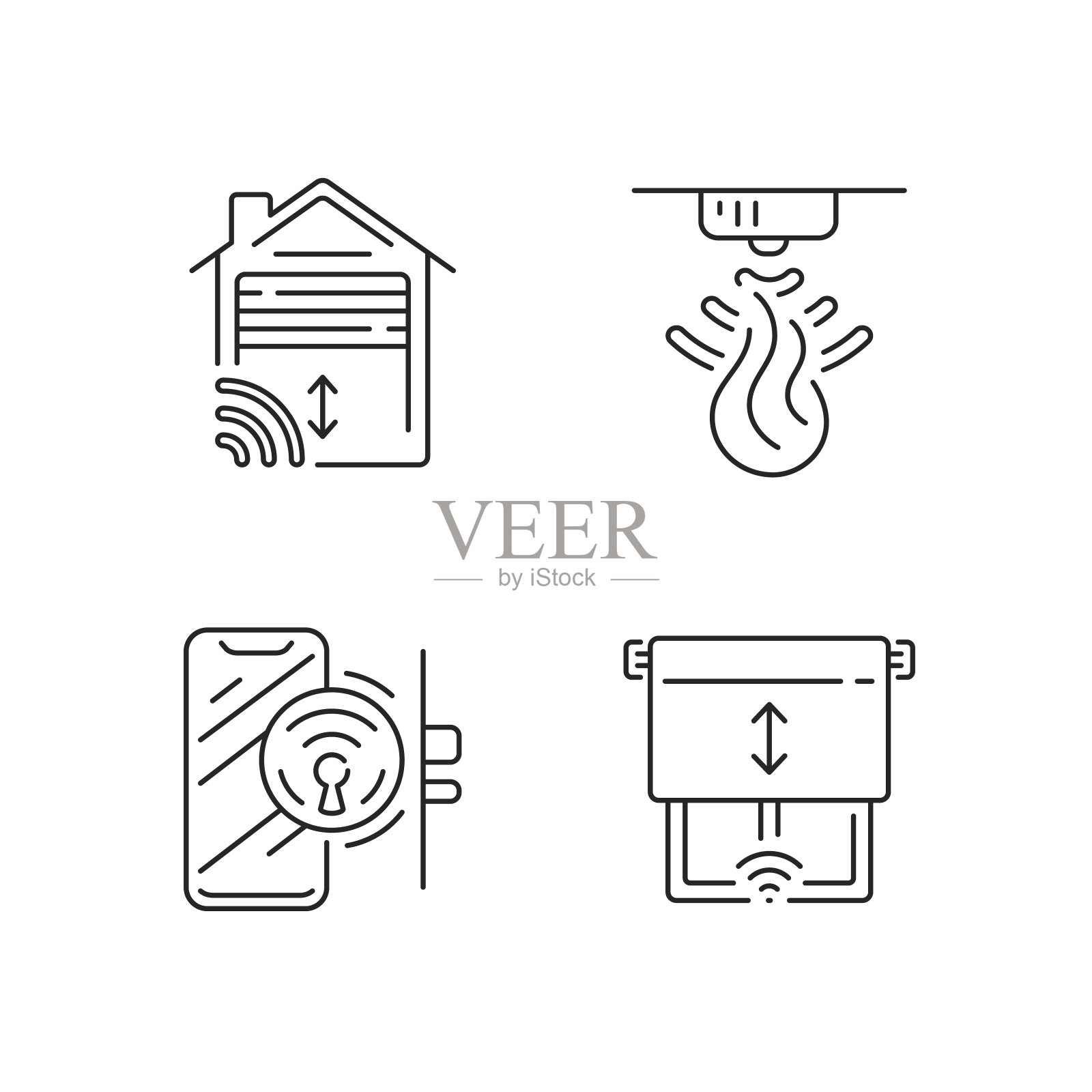 远程家居控制系统线性图标设置图标素材
