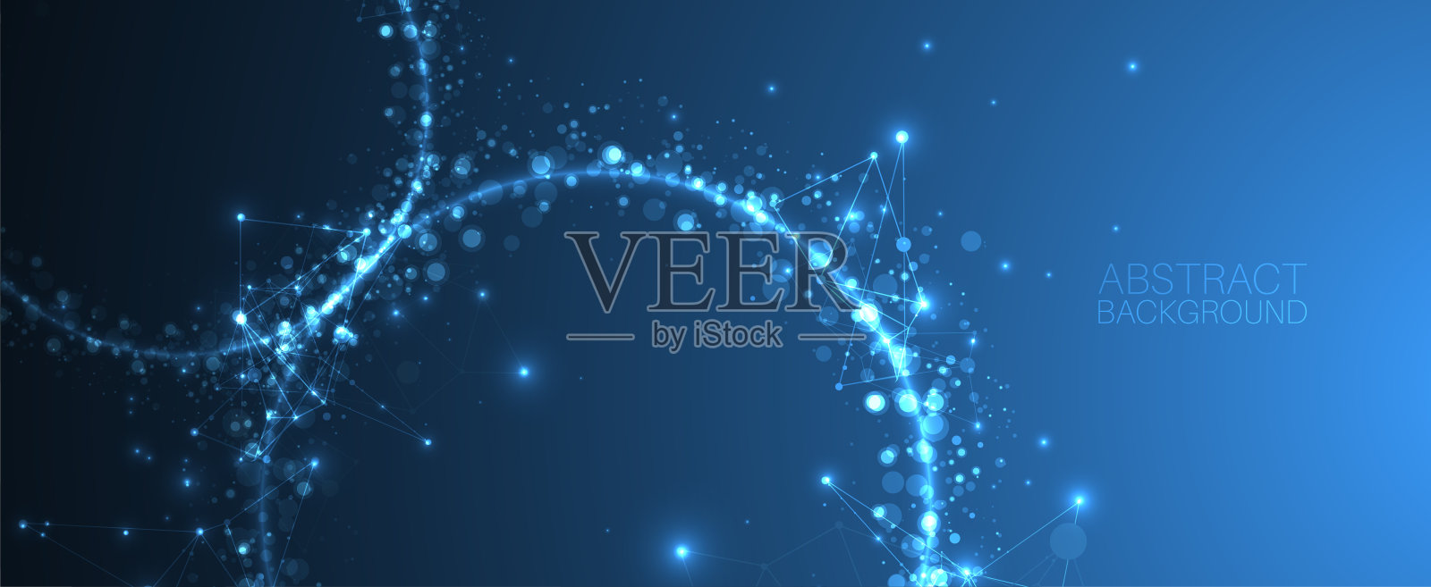 抽象的矢量背景，科学的方向，发光的圆圈和混乱的斑点。插画图片素材