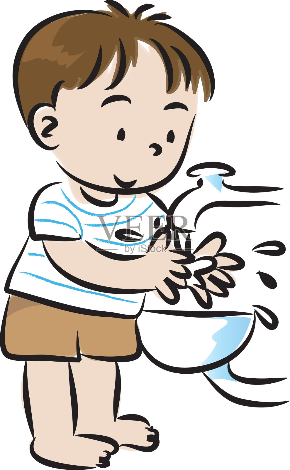 矢量男孩洗手设计元素图片