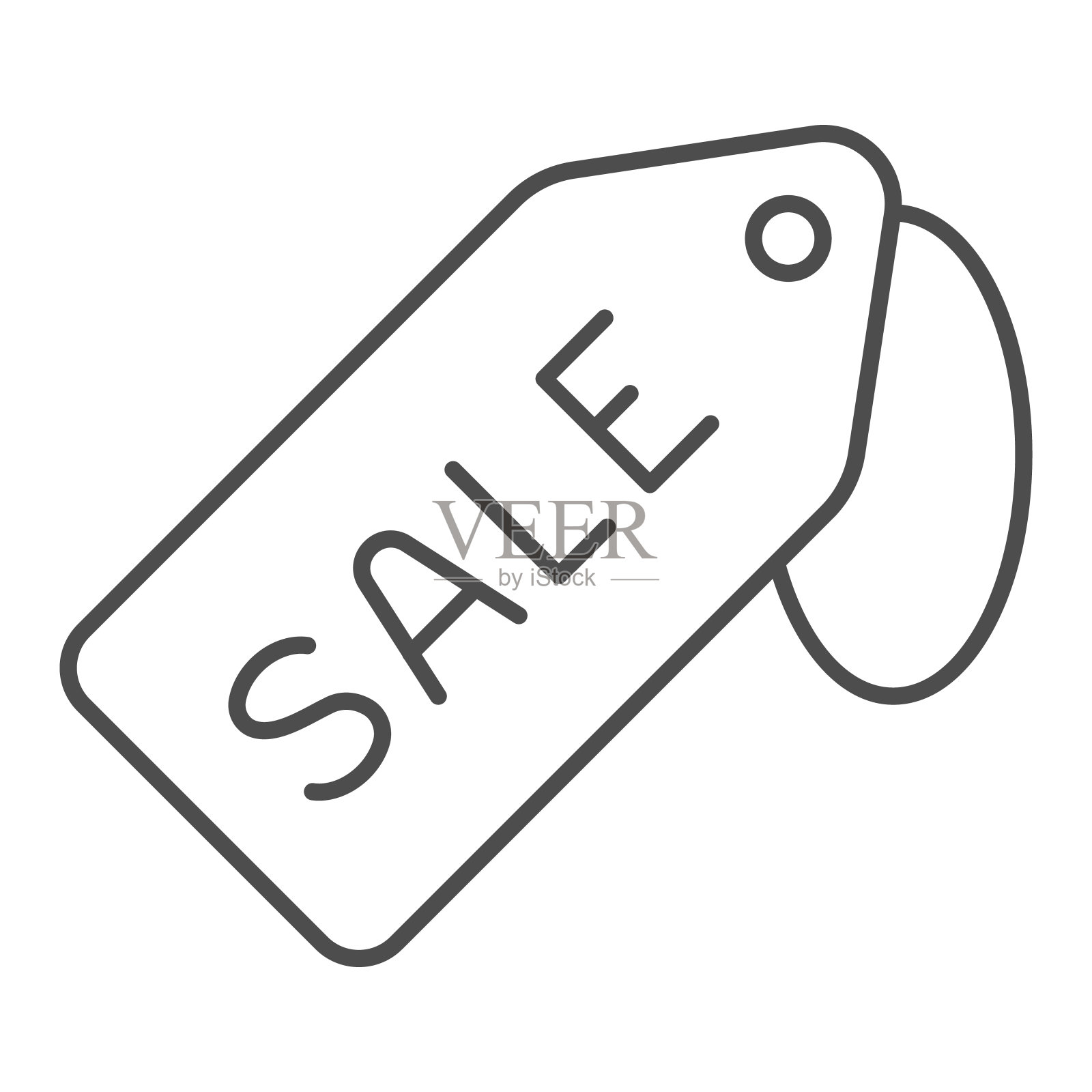 销售标签细线图标，黑色星期五概念，白色背景上的价格标签标志，在移动概念和网页设计的轮廓风格的特别优惠标志。矢量图形。图标素材