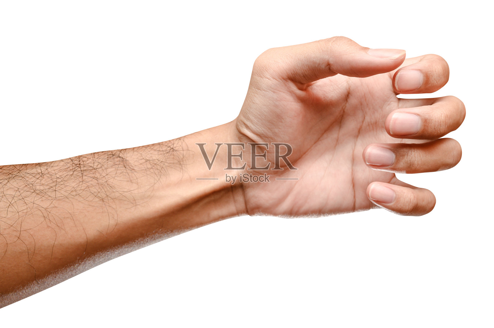 孤立的白人男性手拿着一个瓶子或罐子之类的东西。照片摄影图片