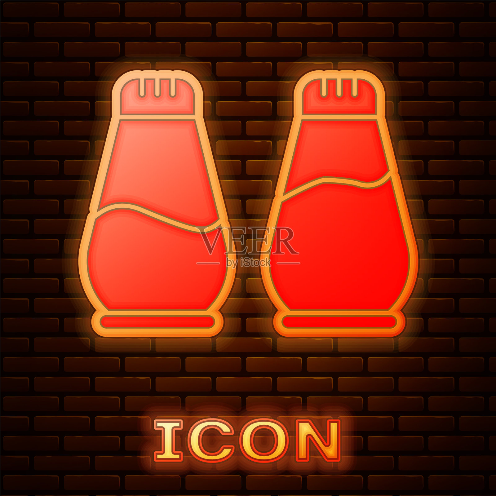 发光的霓虹灯盐和胡椒图标隔离图标素材