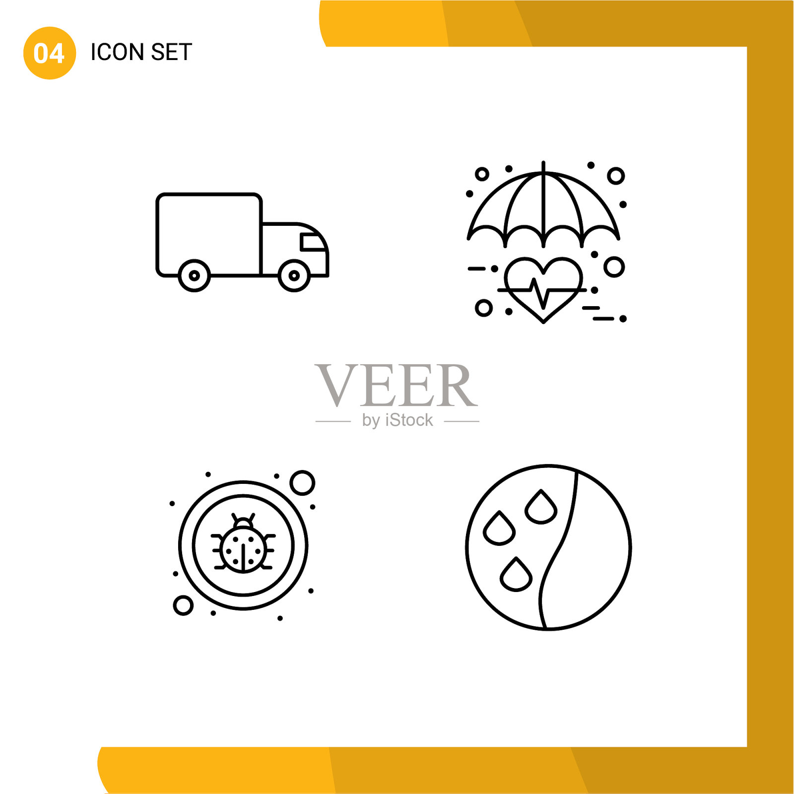 现代集4填充线平色象形文字插画图片素材