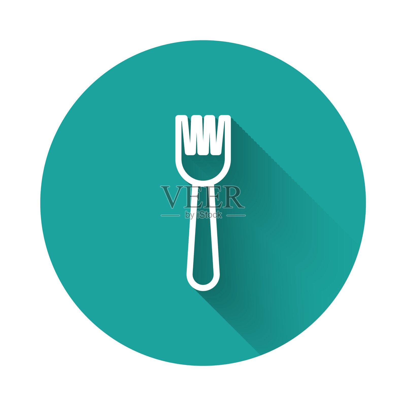 白线一次性塑料叉图标隔离插画图片素材