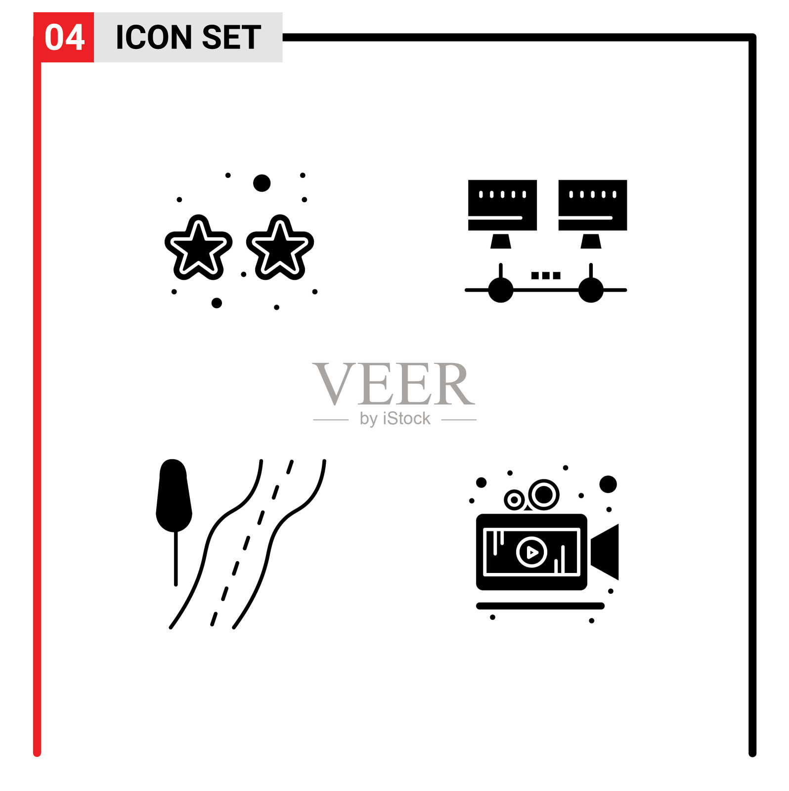 现代集4个立体象形文字之插画图片素材