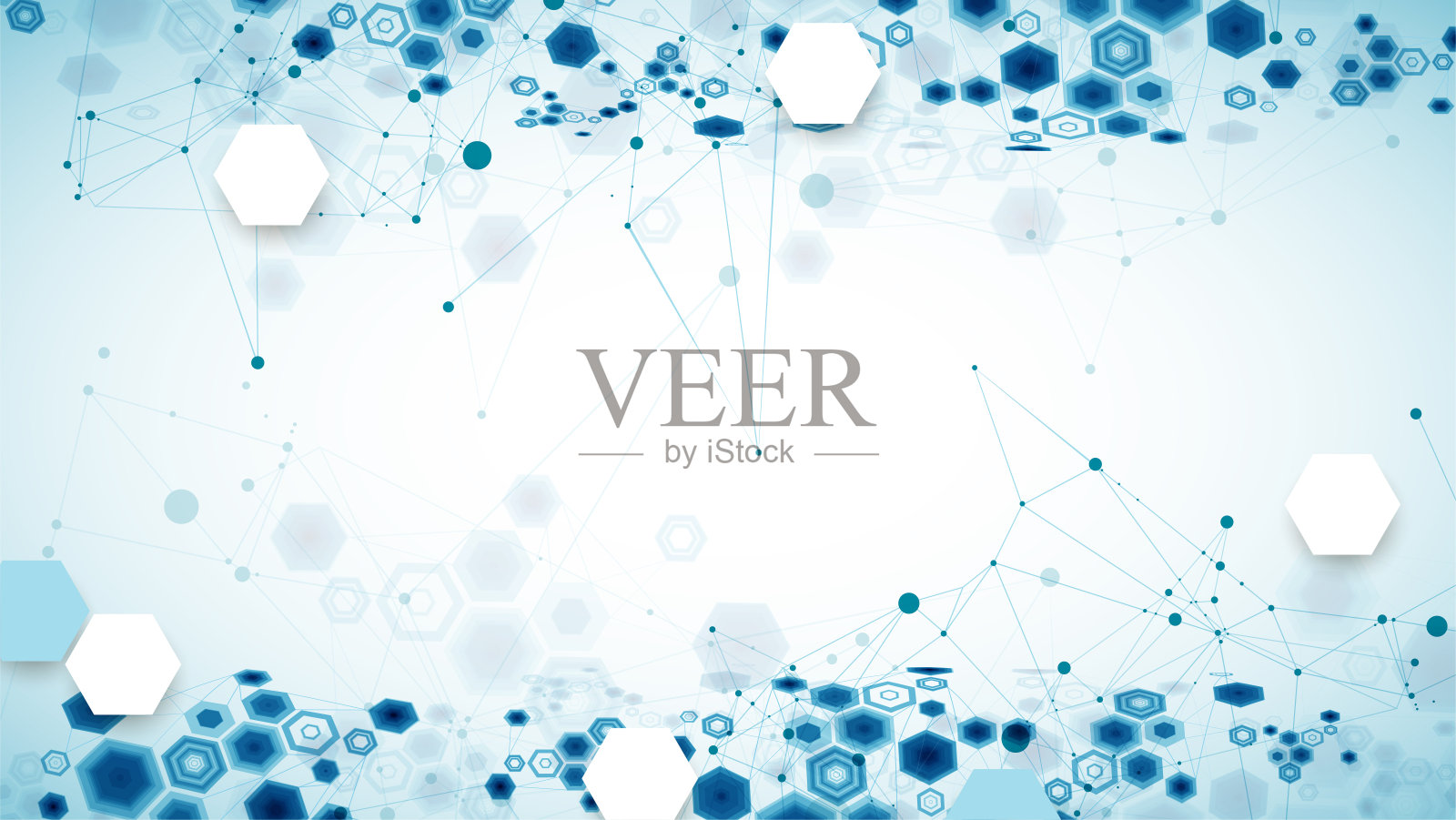 抽象的蓝色六边形未来主义背景设计作品。插画图片素材