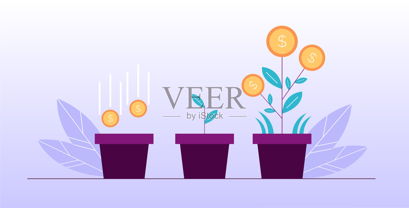 钱花投资存款成长设计插画图片素材