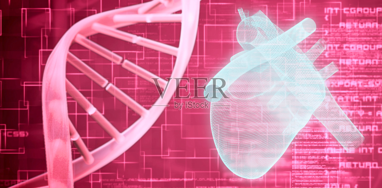 蓝色人类心脏的三维图像合成图像照片摄影图片