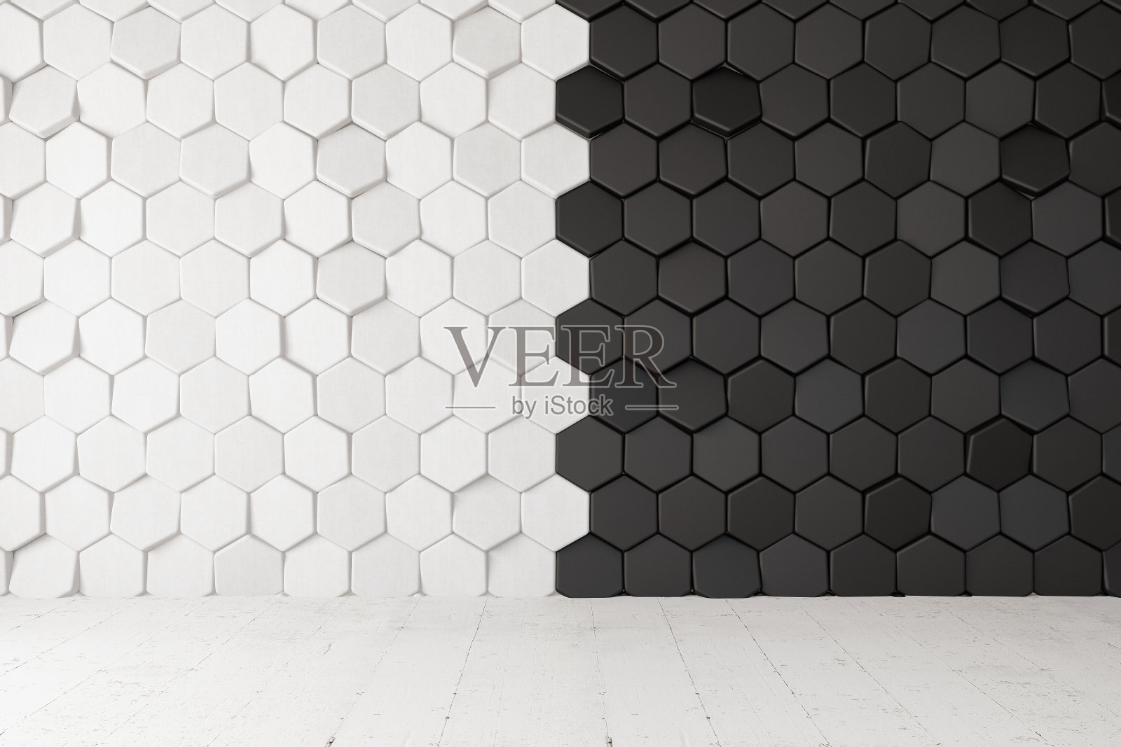 半黑半白六角形墙砖照片摄影图片