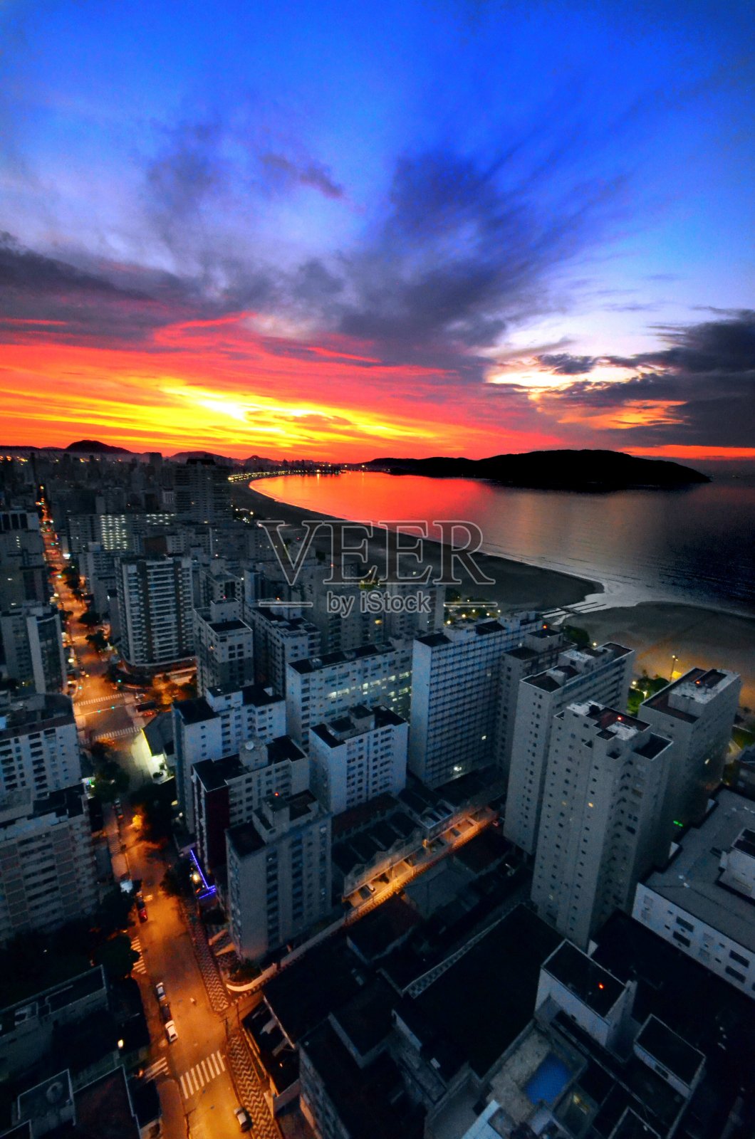 桑托斯市的日出照片摄影图片